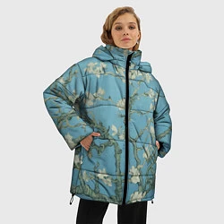 Куртка зимняя женская Цветущие ветки миндаля - картина ван Гога, цвет: 3D-светло-серый — фото 2