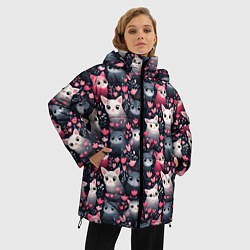 Куртка зимняя женская Котики цветочки милота, цвет: 3D-красный — фото 2