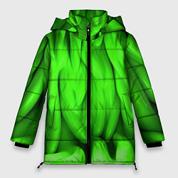 Куртка зимняя женская Зеленая абстрактная текстура, цвет: 3D-черный