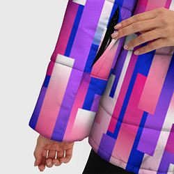 Куртка зимняя женская Прямоугольники и полоски с градиентами, цвет: 3D-светло-серый — фото 2