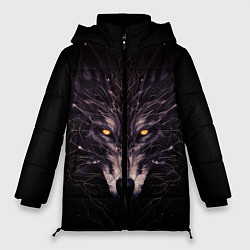 Куртка зимняя женская Волк в кромешной темноте, цвет: 3D-черный