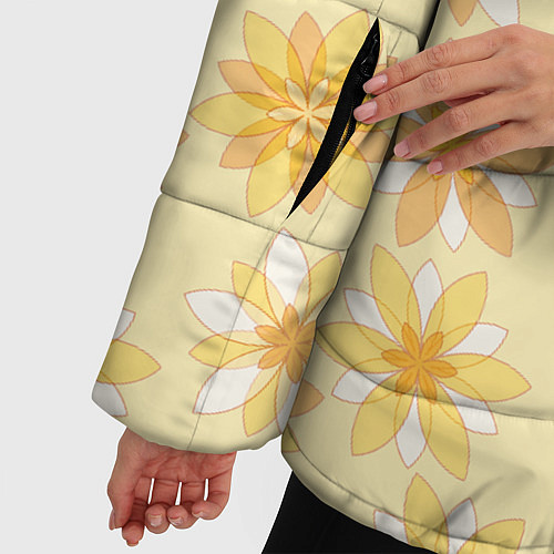 Женская зимняя куртка Желтые геометричные цветы / 3D-Красный – фото 5