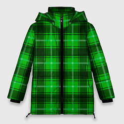 Куртка зимняя женская Шотландка ярко-зелёный, цвет: 3D-черный