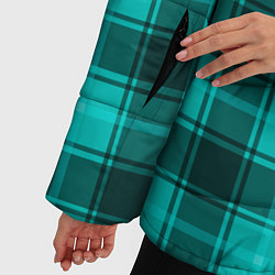 Куртка зимняя женская Шотландка светло-бирюзовый, цвет: 3D-черный — фото 2
