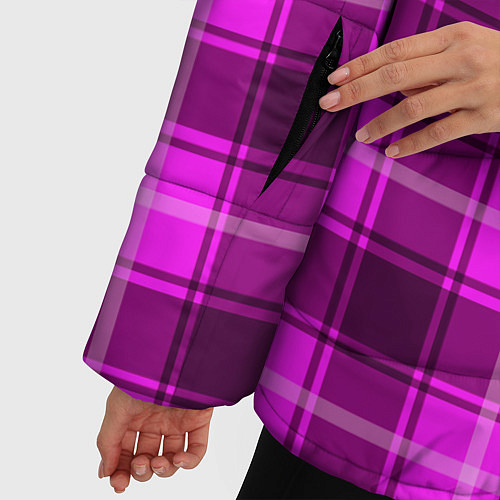 Женская зимняя куртка Шотландка розовая / 3D-Черный – фото 5