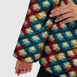 Куртка зимняя женская Вязанная цветная текстура, цвет: 3D-черный — фото 2
