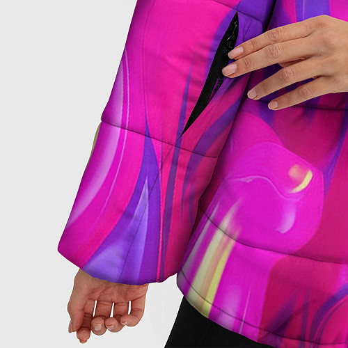 Женская зимняя куртка Pink blue texture / 3D-Черный – фото 5