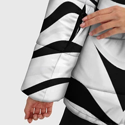 Куртка зимняя женская Анималистическая абстракция зебры, цвет: 3D-черный — фото 2