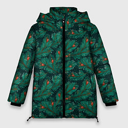 Куртка зимняя женская Еловые ветки паттерн, цвет: 3D-черный
