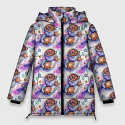 Куртка зимняя женская Какао с печеньками, цвет: 3D-черный
