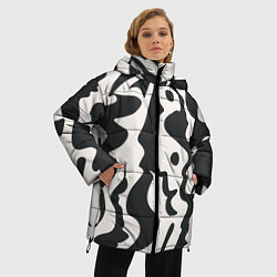Куртка зимняя женская Кляксы паттерн, цвет: 3D-черный — фото 2