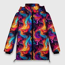 Куртка зимняя женская Разноцветные разные волны разводы, цвет: 3D-красный