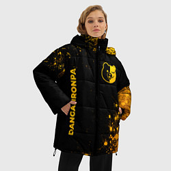 Куртка зимняя женская Danganronpa - gold gradient: надпись, символ, цвет: 3D-черный — фото 2