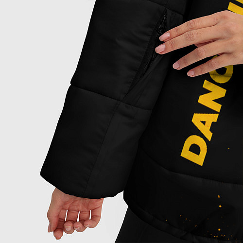 Женская зимняя куртка Danganronpa - gold gradient: надпись, символ / 3D-Черный – фото 5
