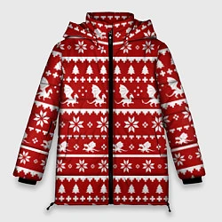 Куртка зимняя женская Dragon year pattern, цвет: 3D-красный