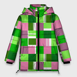 Куртка зимняя женская Ретро квадраты ванильные, цвет: 3D-светло-серый