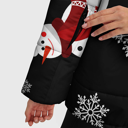 Женская зимняя куртка Снеговички в зимних шапочках со снежинками / 3D-Светло-серый – фото 5
