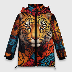 Куртка зимняя женская Леопард с африканскими узорами, цвет: 3D-черный