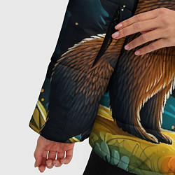 Куртка зимняя женская Хозяин тайги: медведь в лесу, цвет: 3D-красный — фото 2