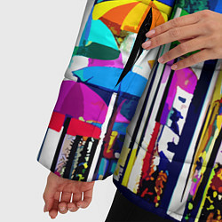 Куртка зимняя женская Mirror pattern of umbrellas - pop art, цвет: 3D-черный — фото 2