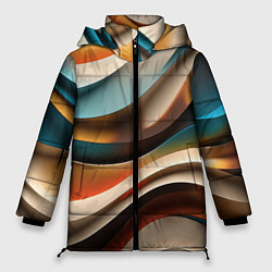 Куртка зимняя женская Волнистая объёмная текстура - нейросеть, цвет: 3D-светло-серый