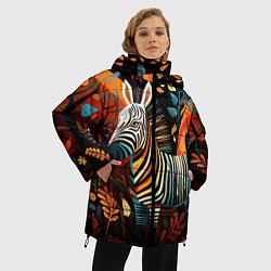 Куртка зимняя женская Зебра в стиле фолк-арт, цвет: 3D-светло-серый — фото 2