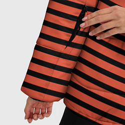 Куртка зимняя женская Полосатый красно-оранжевый и чёрный, цвет: 3D-черный — фото 2