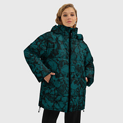 Куртка зимняя женская Текстура каменная тёмно-зелёный, цвет: 3D-черный — фото 2