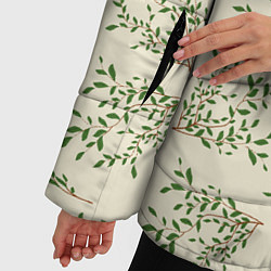 Куртка зимняя женская Веточки с зелеными листьями, цвет: 3D-светло-серый — фото 2