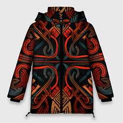 Куртка зимняя женская Орнамент в скандинавском стиле, цвет: 3D-красный