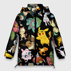 Куртка зимняя женская Пикачу и другие покемоны, цвет: 3D-черный