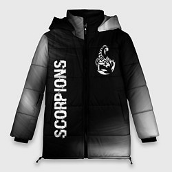 Куртка зимняя женская Scorpions glitch на темном фоне вертикально, цвет: 3D-черный