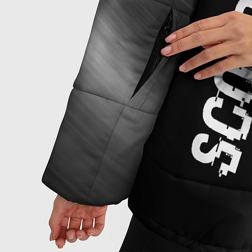 Женская зимняя куртка Scorpions glitch на темном фоне вертикально / 3D-Черный – фото 5