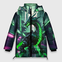 Куртка зимняя женская Неоновый зеленый дракон, цвет: 3D-светло-серый