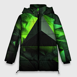 Куртка зимняя женская Зеленые треугольники, цвет: 3D-красный