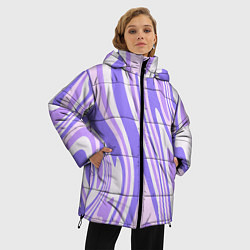 Куртка зимняя женская Абстракция волны сиреневый, цвет: 3D-светло-серый — фото 2