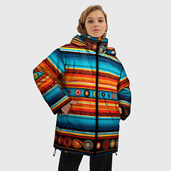 Куртка зимняя женская Этнический узор в горизонтальную полоску, цвет: 3D-светло-серый — фото 2