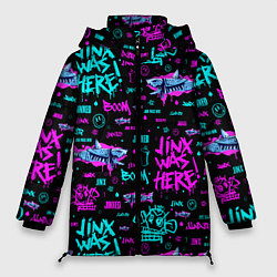 Куртка зимняя женская Jinx Arcane pattern neon, цвет: 3D-черный