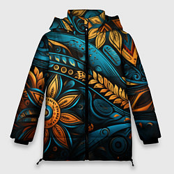 Куртка зимняя женская Узор с растительными элементами, цвет: 3D-светло-серый