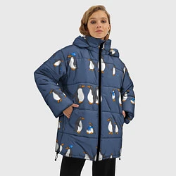 Куртка зимняя женская Забавное семейство пингвинов, цвет: 3D-красный — фото 2