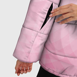 Куртка зимняя женская Абстракция с розовыми кругами, цвет: 3D-черный — фото 2