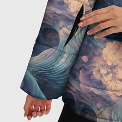 Куртка зимняя женская Волнообразная фрактальная абстракция, цвет: 3D-черный — фото 2