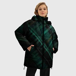 Куртка зимняя женская Тёмно-зелёная шотландская клетка, цвет: 3D-красный — фото 2
