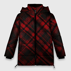 Куртка зимняя женская Тёмно-красная шотландская клетка, цвет: 3D-черный