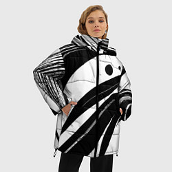 Куртка зимняя женская Abstract black and white composition, цвет: 3D-светло-серый — фото 2