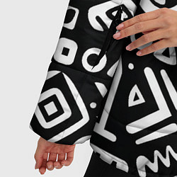 Куртка зимняя женская Черно-белый абстрактный паттерн, цвет: 3D-черный — фото 2