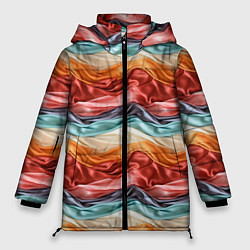 Куртка зимняя женская Разноцветные полосы текстура ткани, цвет: 3D-красный