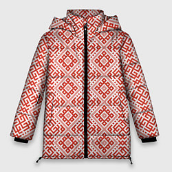 Куртка зимняя женская Сварожич - славянский орнамент, цвет: 3D-светло-серый