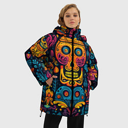Куртка зимняя женская Узор в мексиканском стиле, цвет: 3D-светло-серый — фото 2