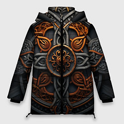 Куртка зимняя женская Орнамент в викингском стиле, цвет: 3D-светло-серый